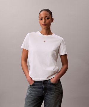 여성 우븐라벨 클래식 핏 반팔 티셔츠 47F227G YAF