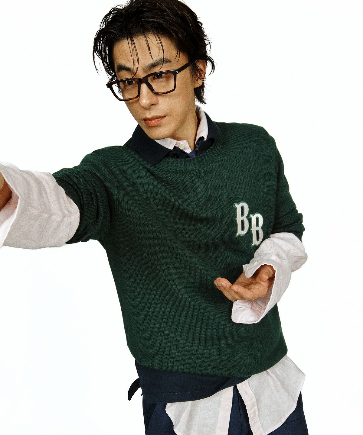 브룩스 브라더스(BROOKS BROTHERS) [Heritage] 레터링 풀오버 스웨터 (그린) (BBWRMHG151)