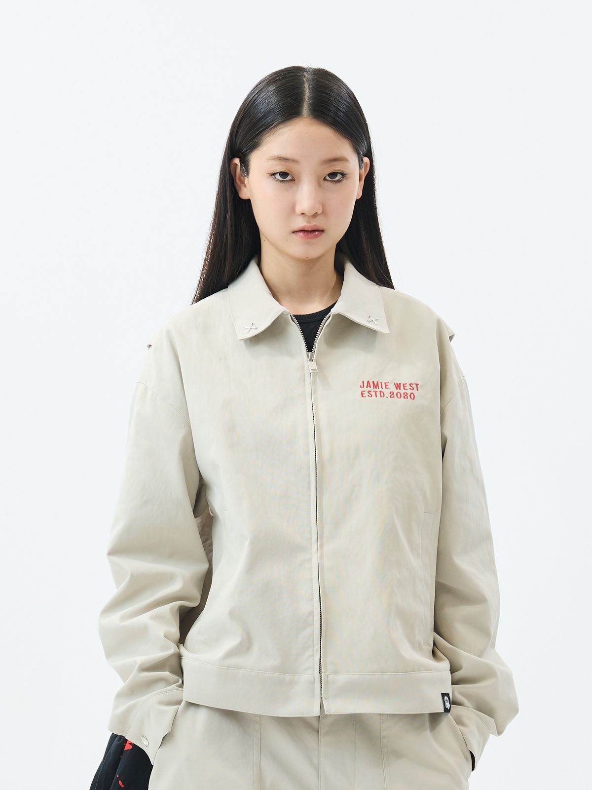 제이미웨스트(JAMIE WEST) 메탈 카라포인트 워크자켓 (베이지)