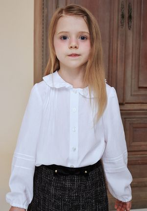 BA14BL01WT 화이트 프릴 카라 블라우스