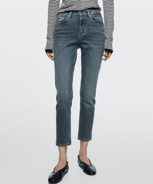 슬림핏 미드웨이스트 크롭 진