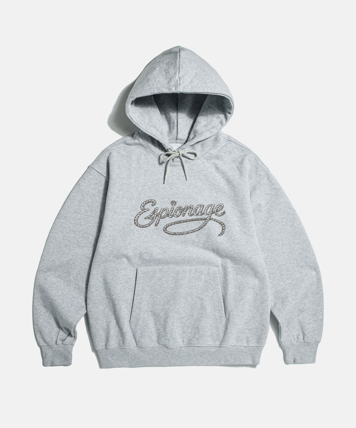 에스피오나지(ESPIONAGE) Cowboy Rope Logo Heavyweight Hoodie Grey