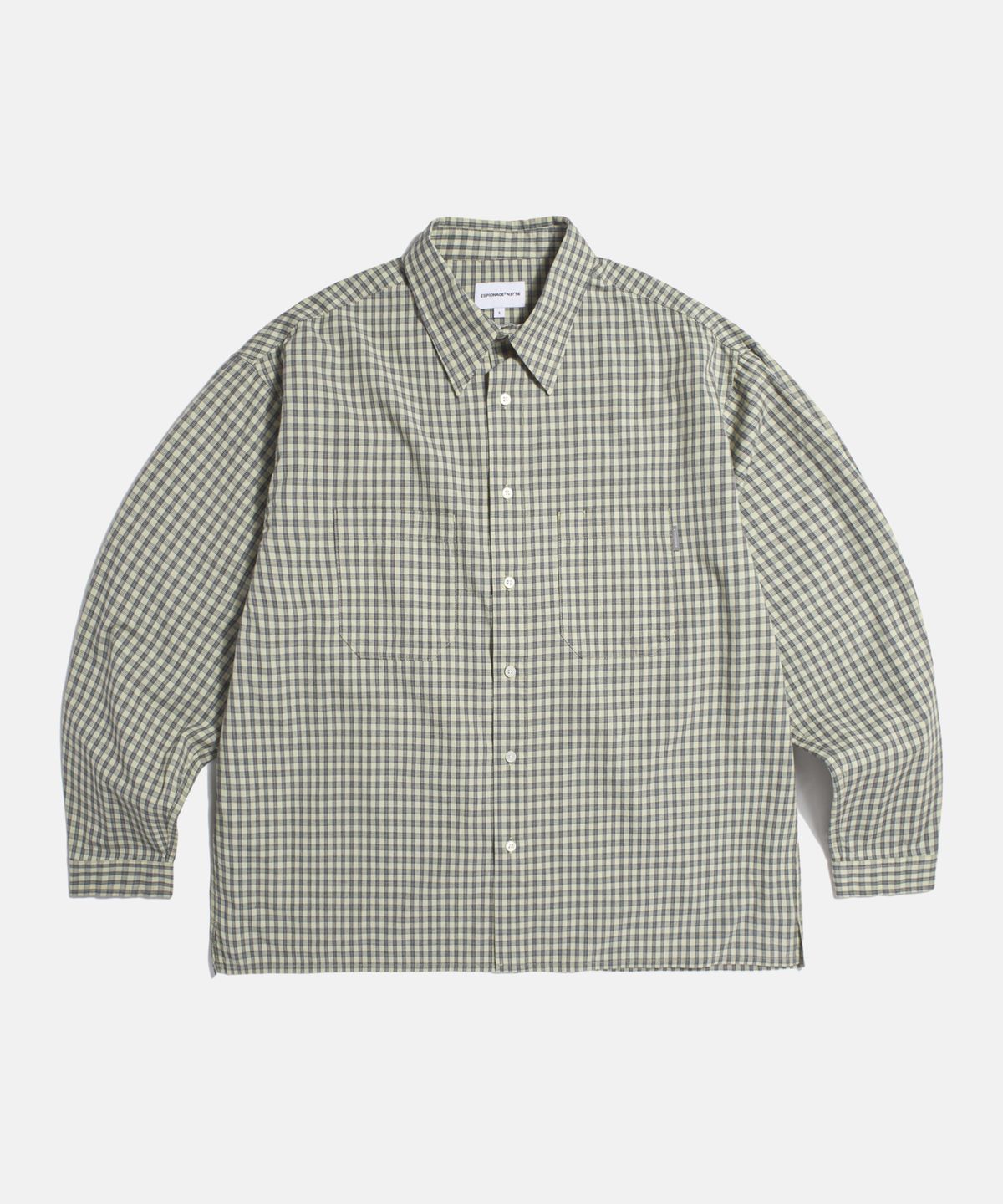 에스피오나지(ESPIONAGE) Multi Check 2 Pocket Shirt Blue Beige
