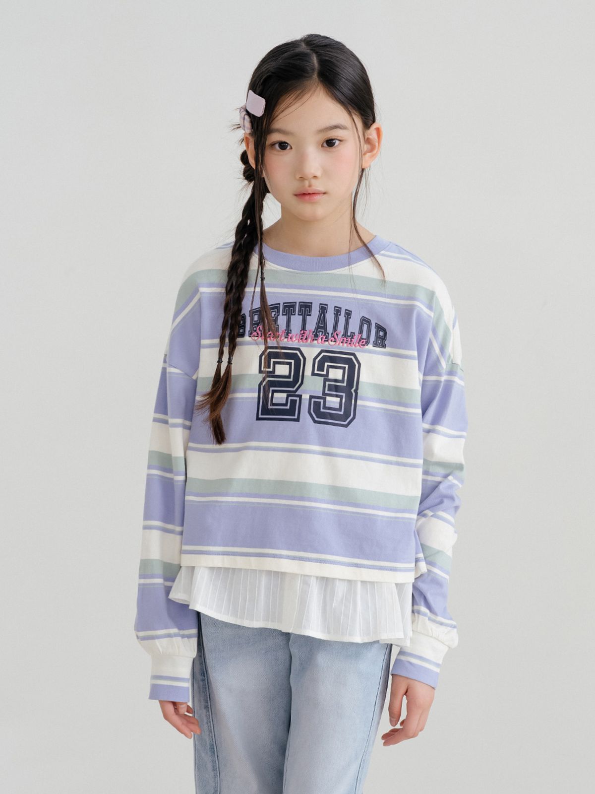 브렛테일러(BRETTAILOR) 플레이풀 스트라이프 세미크롭티(블루)