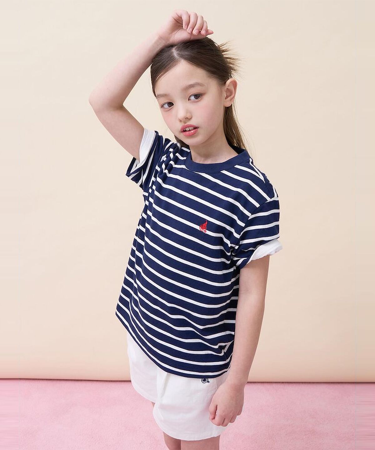 빈폴 키즈(BEANPOLE KIDS) [Essential] 스트라이프 반소매 티셔츠 - 네이비 (BI6242UE2R)
