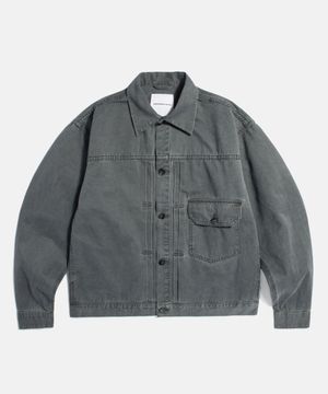 Type 1 Washed Cotton Trucker Jacket Charcoal