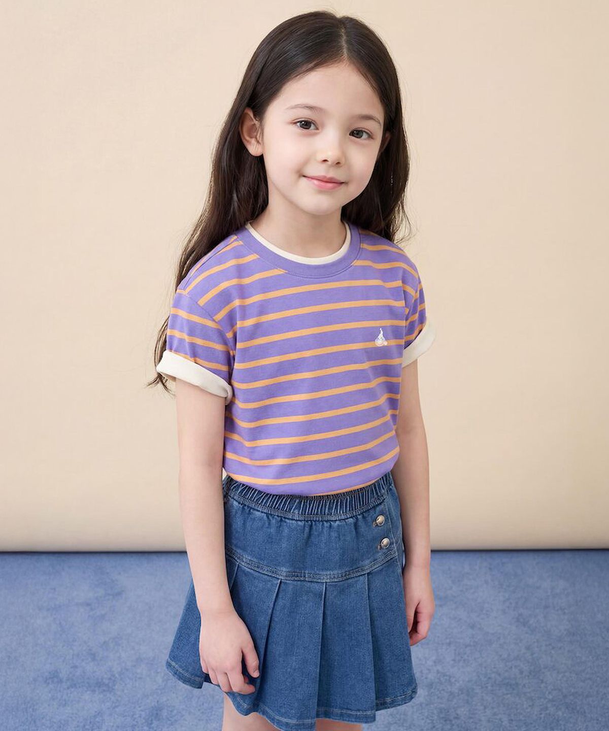 빈폴 키즈(BEANPOLE KIDS) [Essential] 스트라이프 반소매 티셔츠 - 오크리드 (BI6242UE2V)