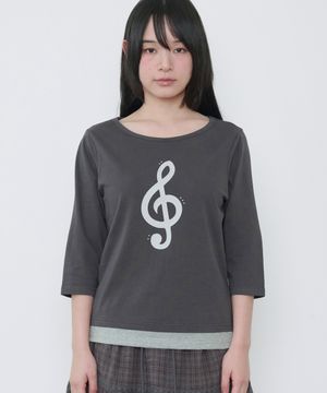 멜로디 보트넥 3/4 티셔츠 [차콜]
