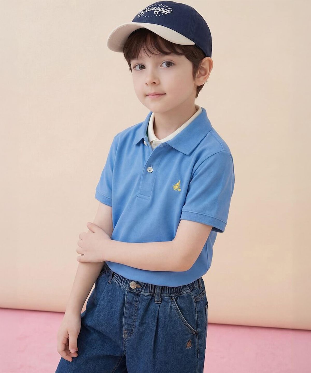빈폴 키즈(BEANPOLE KIDS) [Essential] 피케 카라 반소매 티셔츠 - 블루 (BI6242UE3P)