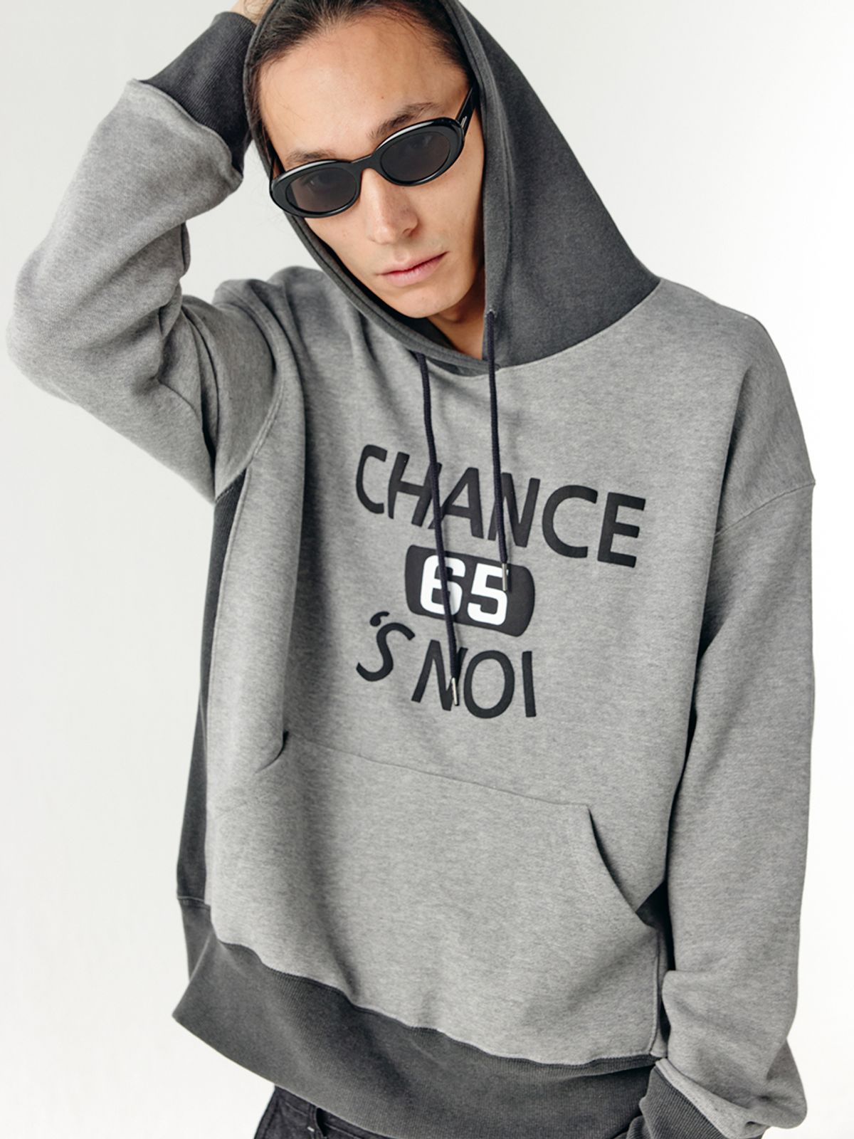 챈세스노이(CHANCE'S NOI) 바스켓 스웨트 후디드(차콜그레이멜란지네이비)/BAMXHD