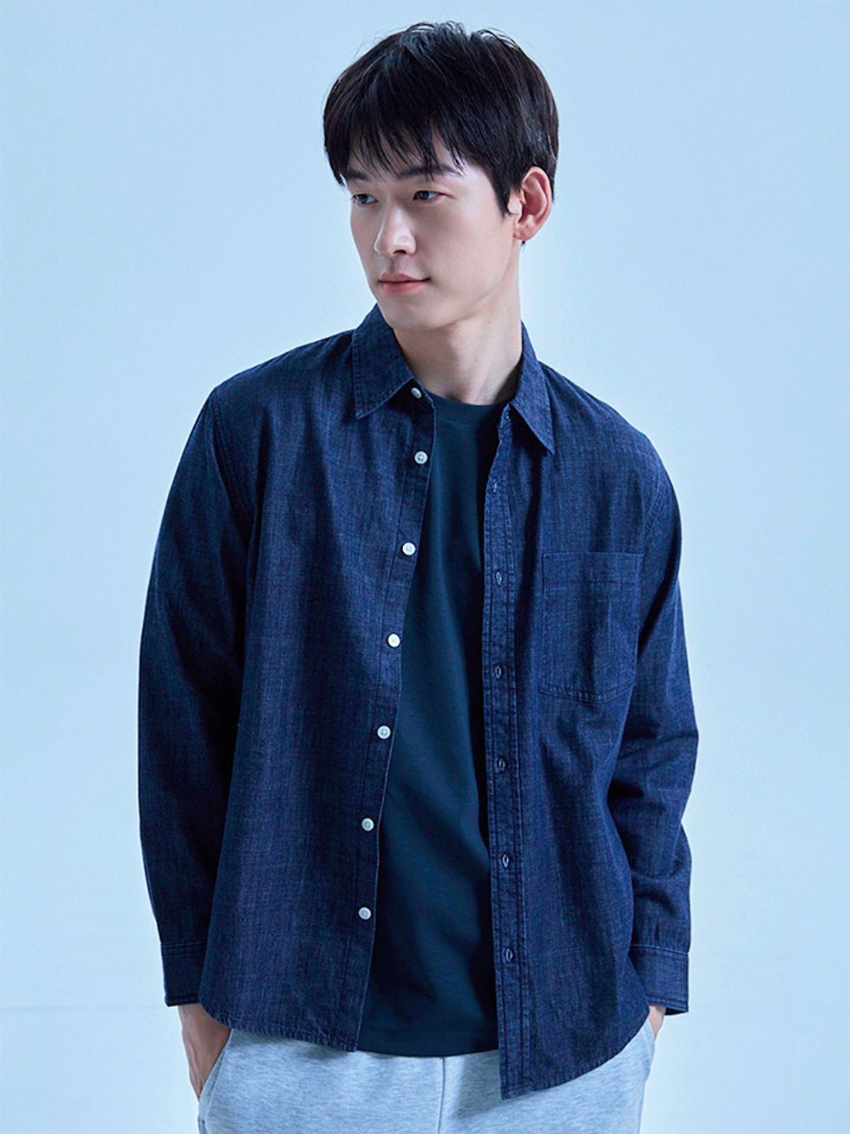 폴햄(POLHAM) 남성 긴팔 데님 셔츠_PHG2DW1043