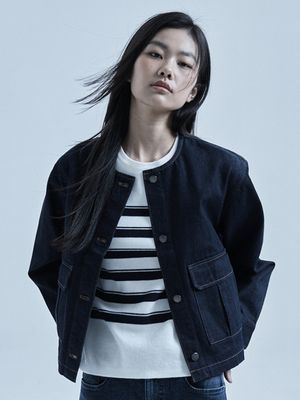 여성 긴팔 라운드넥 데님 자켓_PHG2DJ2030