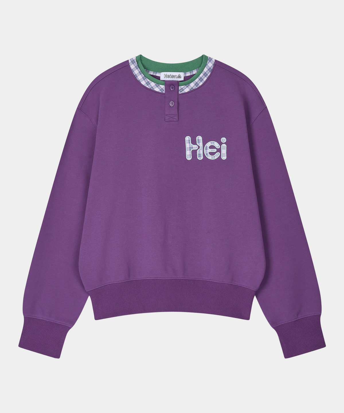 하이산(HEISAN) HEI 빅로고 헨리넥 스웻셔츠 퍼플