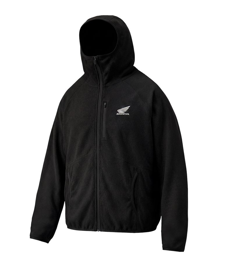 H-Tech Grid Fleece Hoodie Zip-Up Black