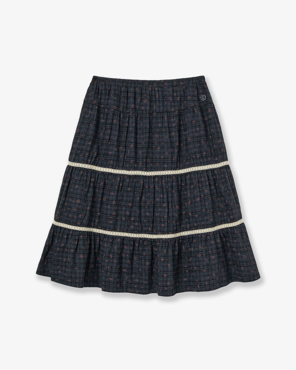 에이이에이이(AEAE) PATTERN TIERED SKIRT [NAVY]