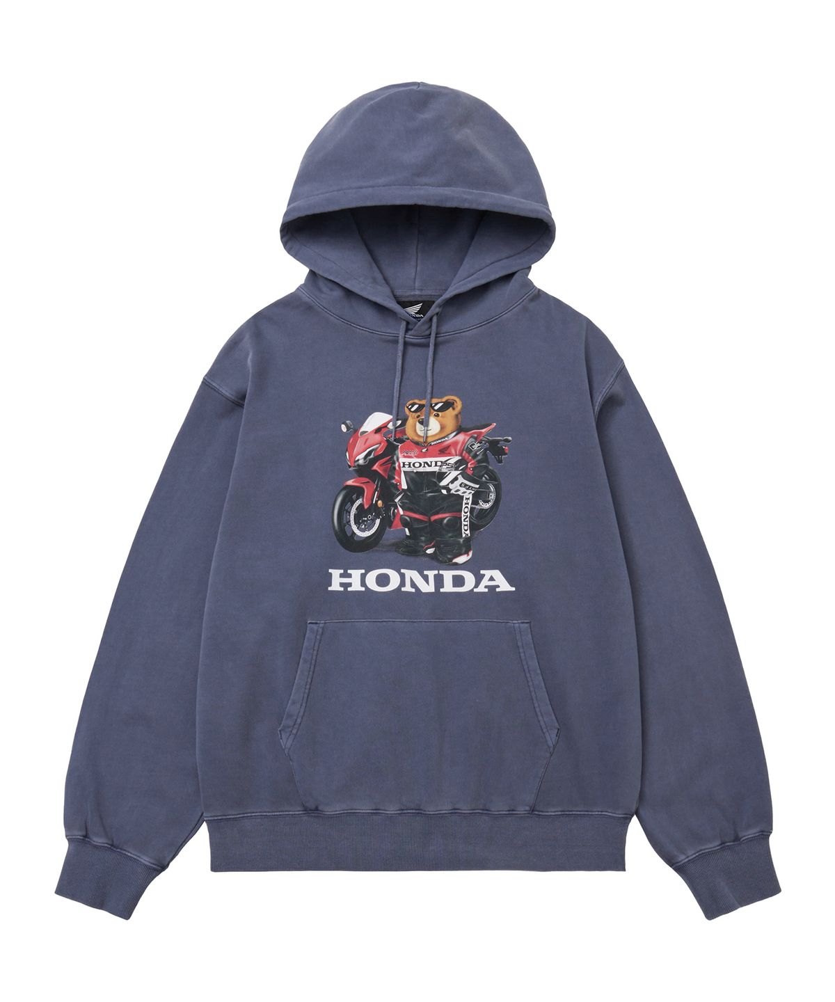 핍스 모터사이클(PHYPS MOTORCYCLE) Pigment Racing Bear Hoodie Navy