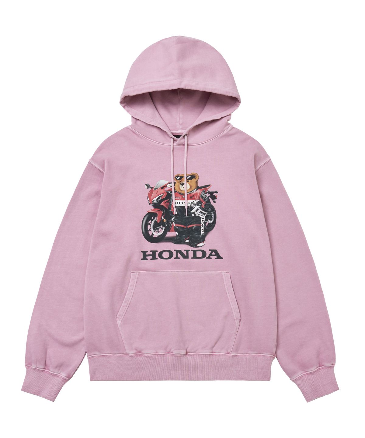 핍스 모터사이클(PHYPS MOTORCYCLE) Pigment Racing Bear Hoodie Pink