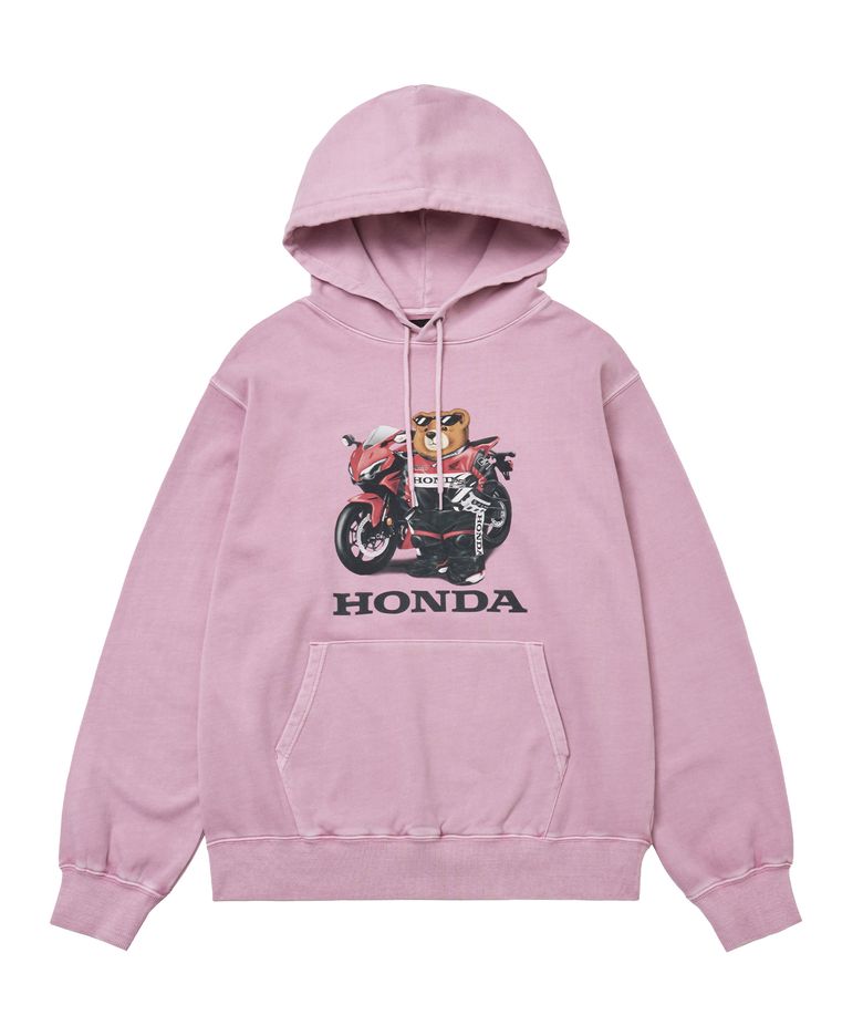 Pigment Racing Bear Hoodie Pink