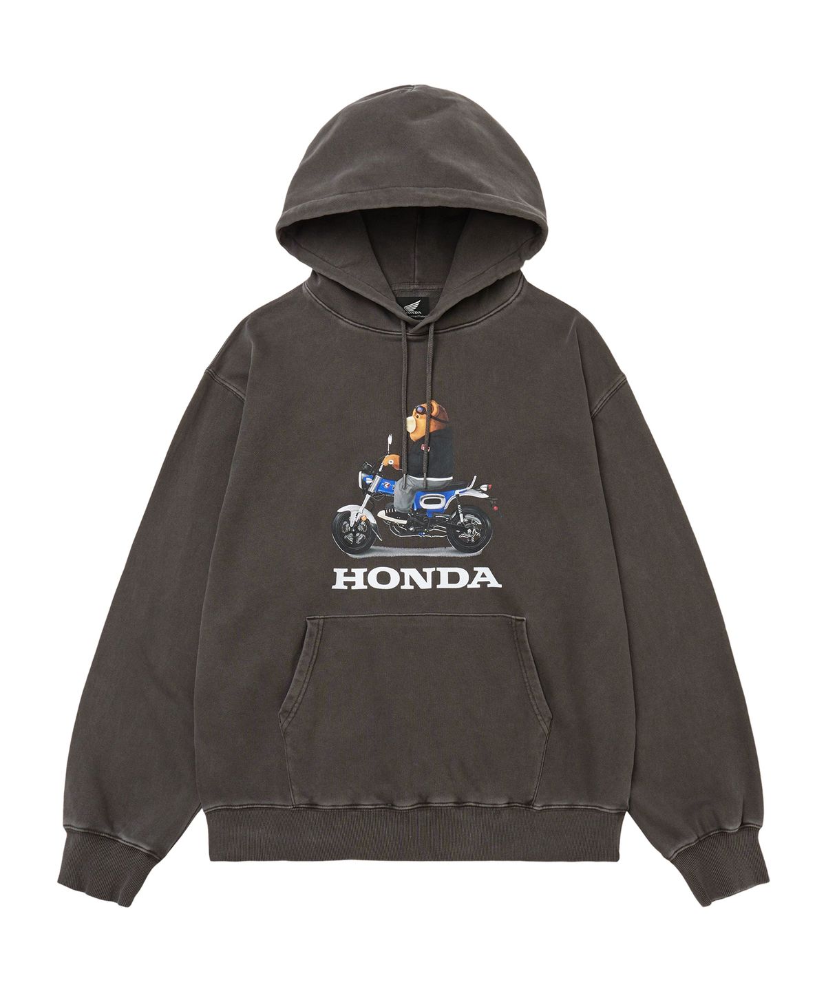 핍스 모터사이클(PHYPS MOTORCYCLE) Pigment Dax Bear Hoodie Charcoal