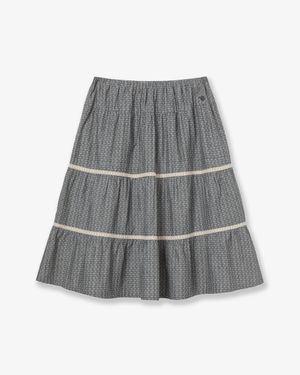 PATTERN TIERED SKIRT [CHARCOAL]