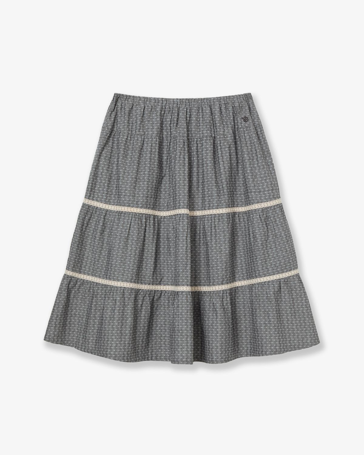 에이이에이이(AEAE) PATTERN TIERED SKIRT [CHARCOAL]