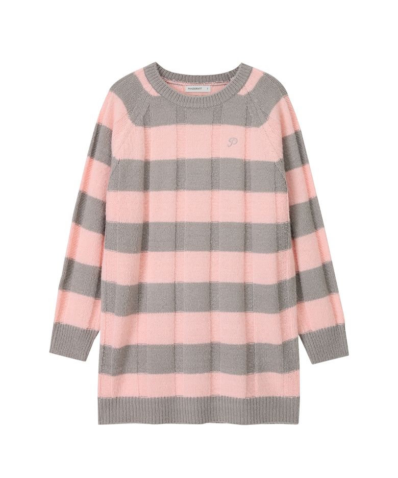 Luna Stripe Knit Dress (melange gray)