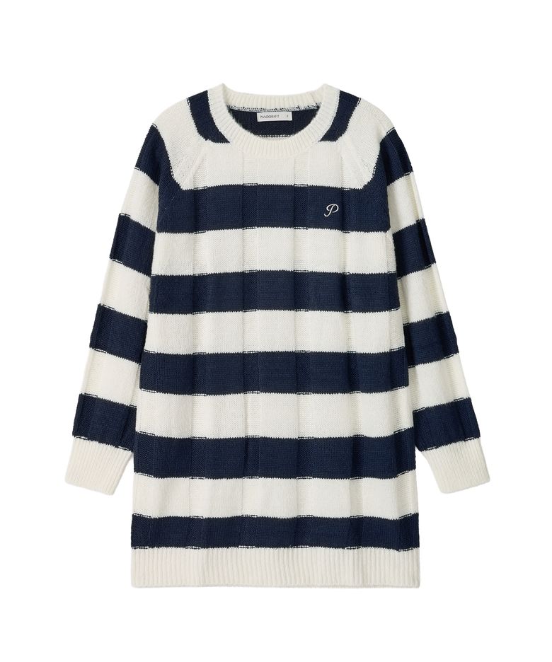 Luna Stripe Knit Dress (ivory)