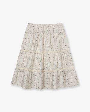 PATTERN TIERED SKIRT [BEIGE]