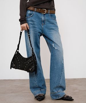 TWISTED CINCH BACK JEANS IN BLUE