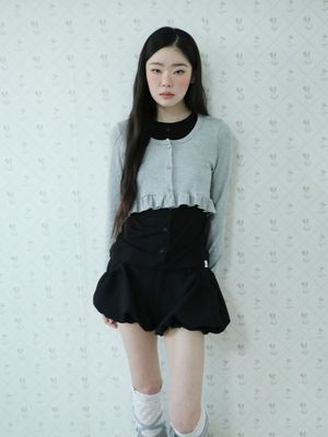 레이어드 프릴 가디건 티셔츠(그레이)
