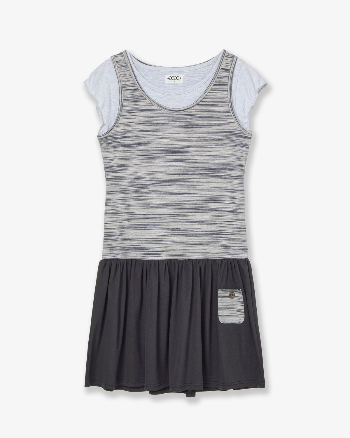 에이이에이이(AEAE) LAYERED TOP DRESS [NAVY]