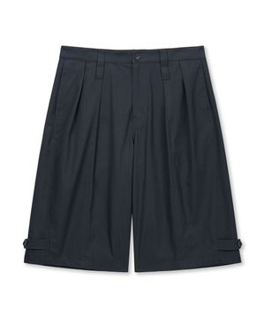 PLEATED COTTON BERMUDAS (NAVY)