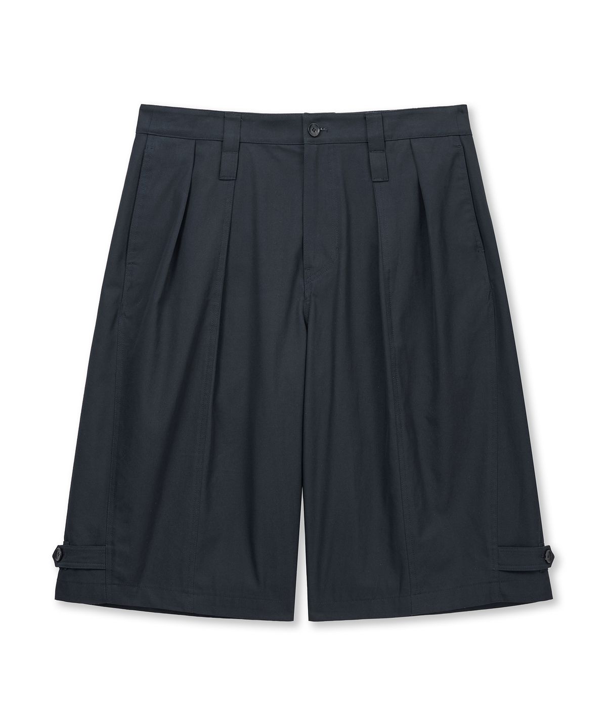 언지미크(UNGIMMICK) PLEATED COTTON BERMUDAS (NAVY)