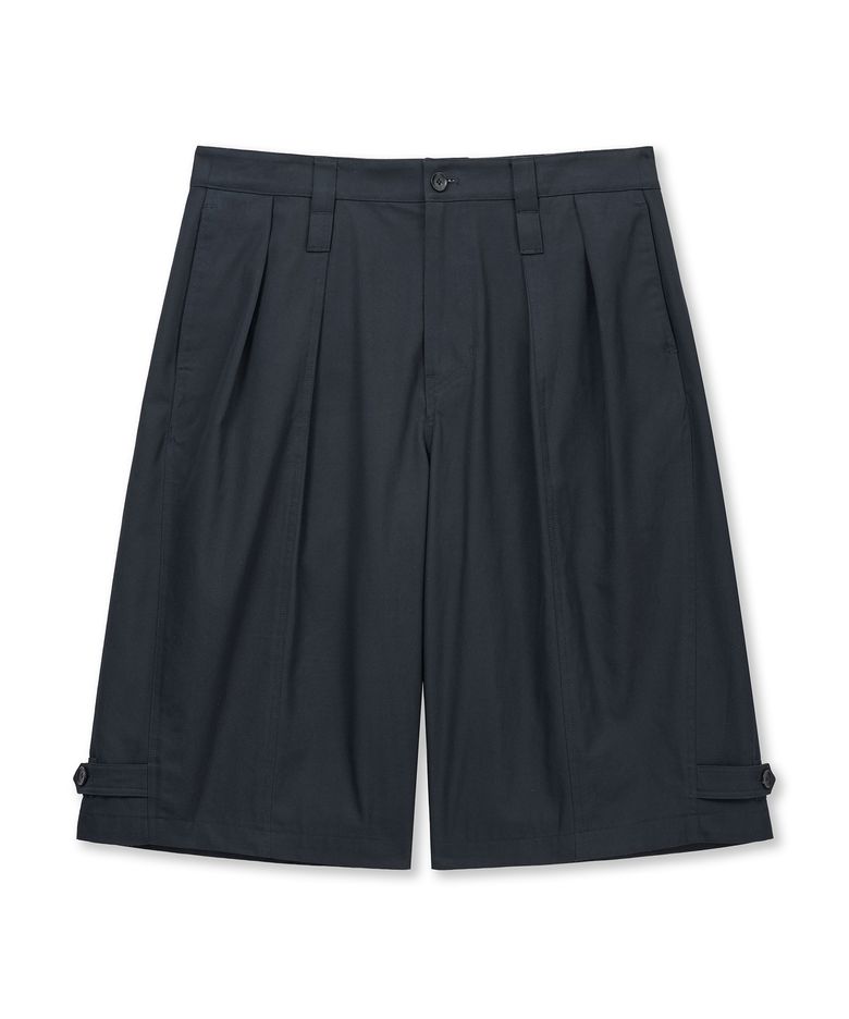 PLEATED COTTON BERMUDAS (NAVY)
