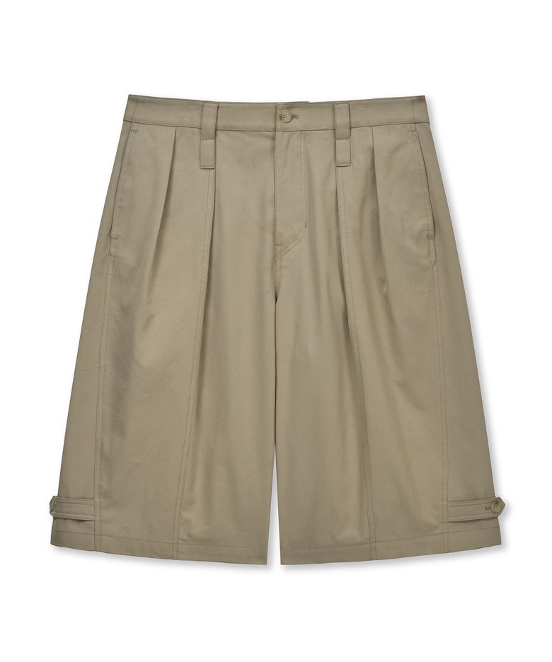 PLEATED COTTON BERMUDAS (BEIGE)