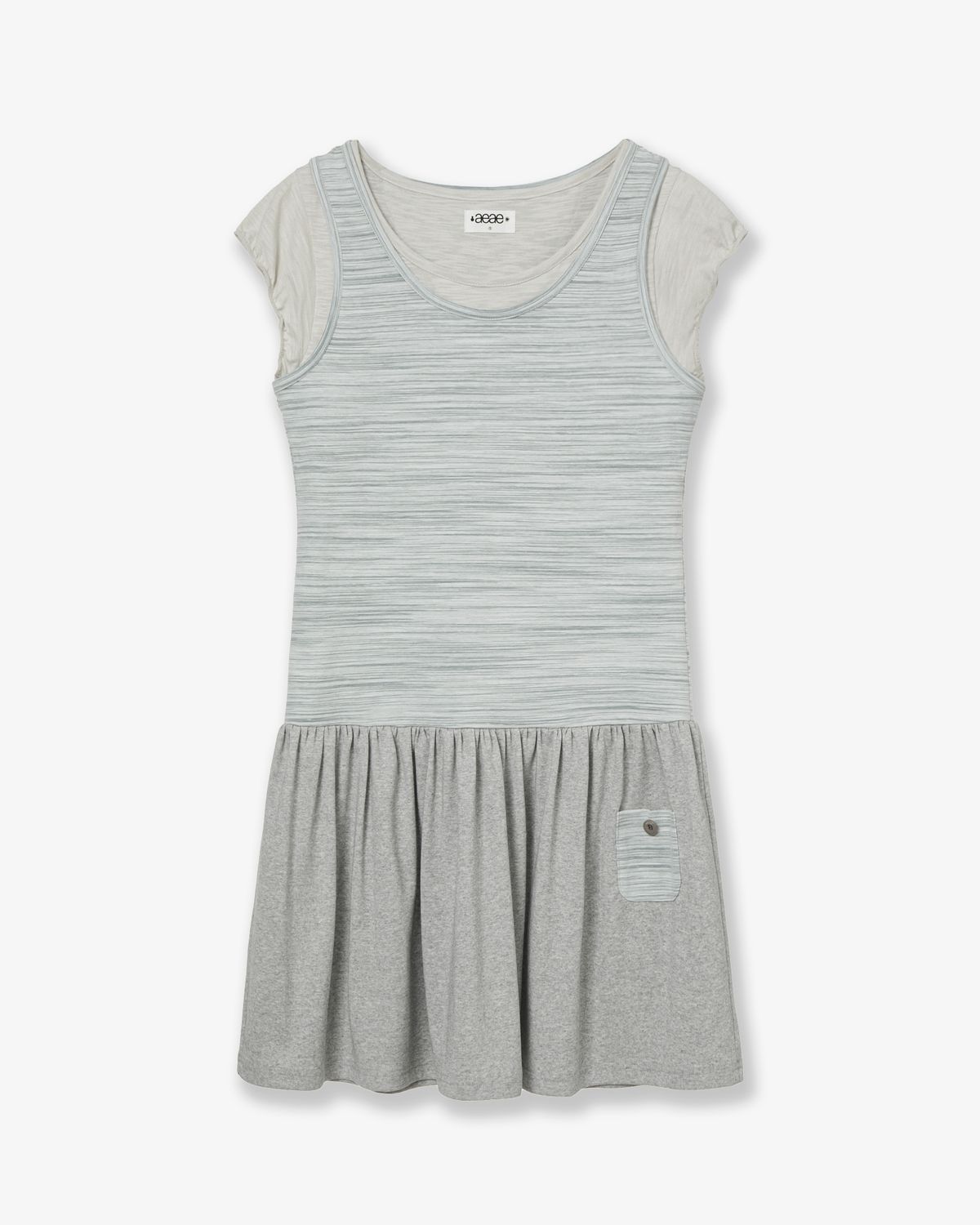에이이에이이(AEAE) LAYERED TOP DRESS [GREY]