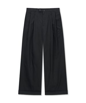 PLEATED WIDE CHINO PANTS (BLACK)