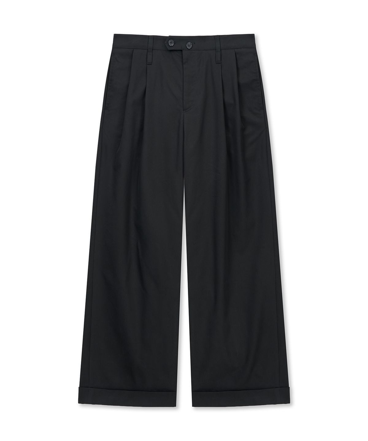 언지미크(UNGIMMICK) PLEATED WIDE CHINO PANTS (BLACK)