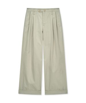 PLEATED WIDE CHINO PANTS (LIGHT BEIGE)