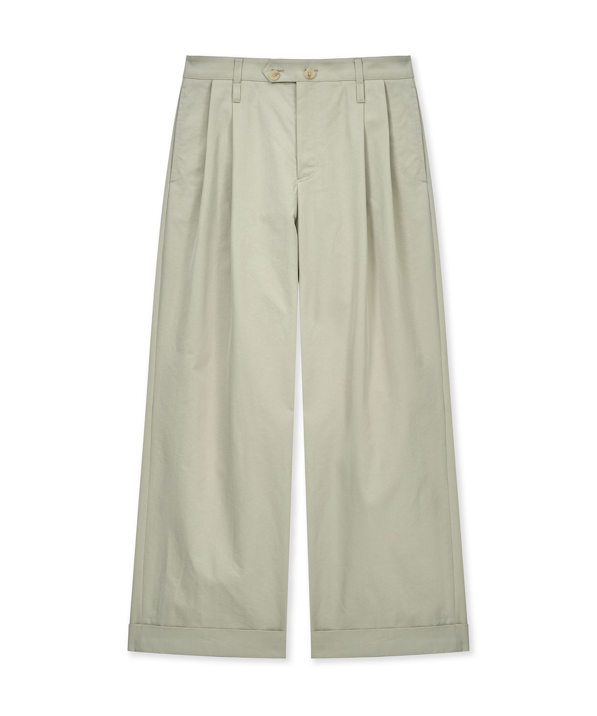 언지미크(UNGIMMICK) PLEATED WIDE CHINO PANTS (LIGHT BEIGE)