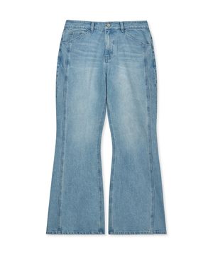 SLUB FLARED DENIM PANTS (LIGHT BLUE)