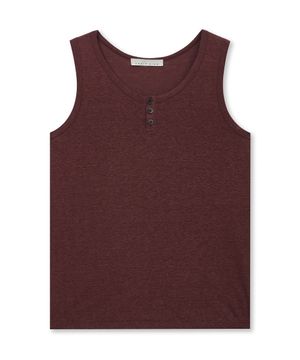 LINEN BLEND HENLEY TANK TOP (BURGUNDY)