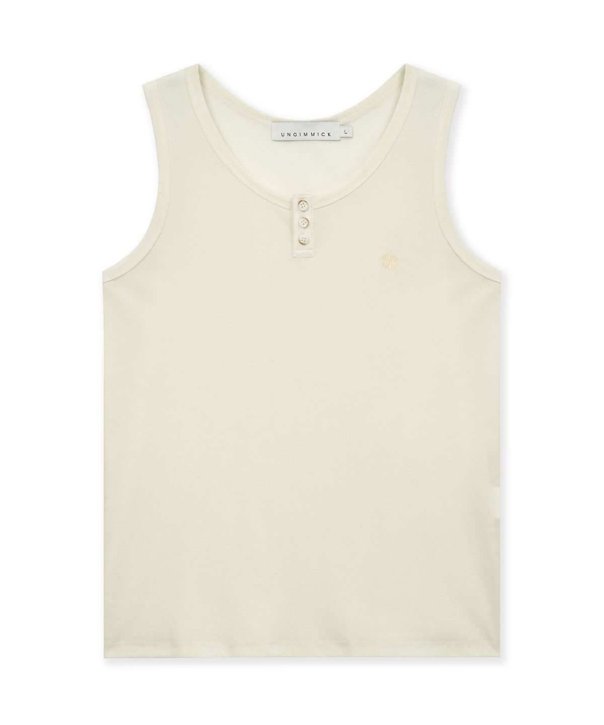 언지미크(UNGIMMICK) VELVET HENLEY TANK TOP (IVORY)