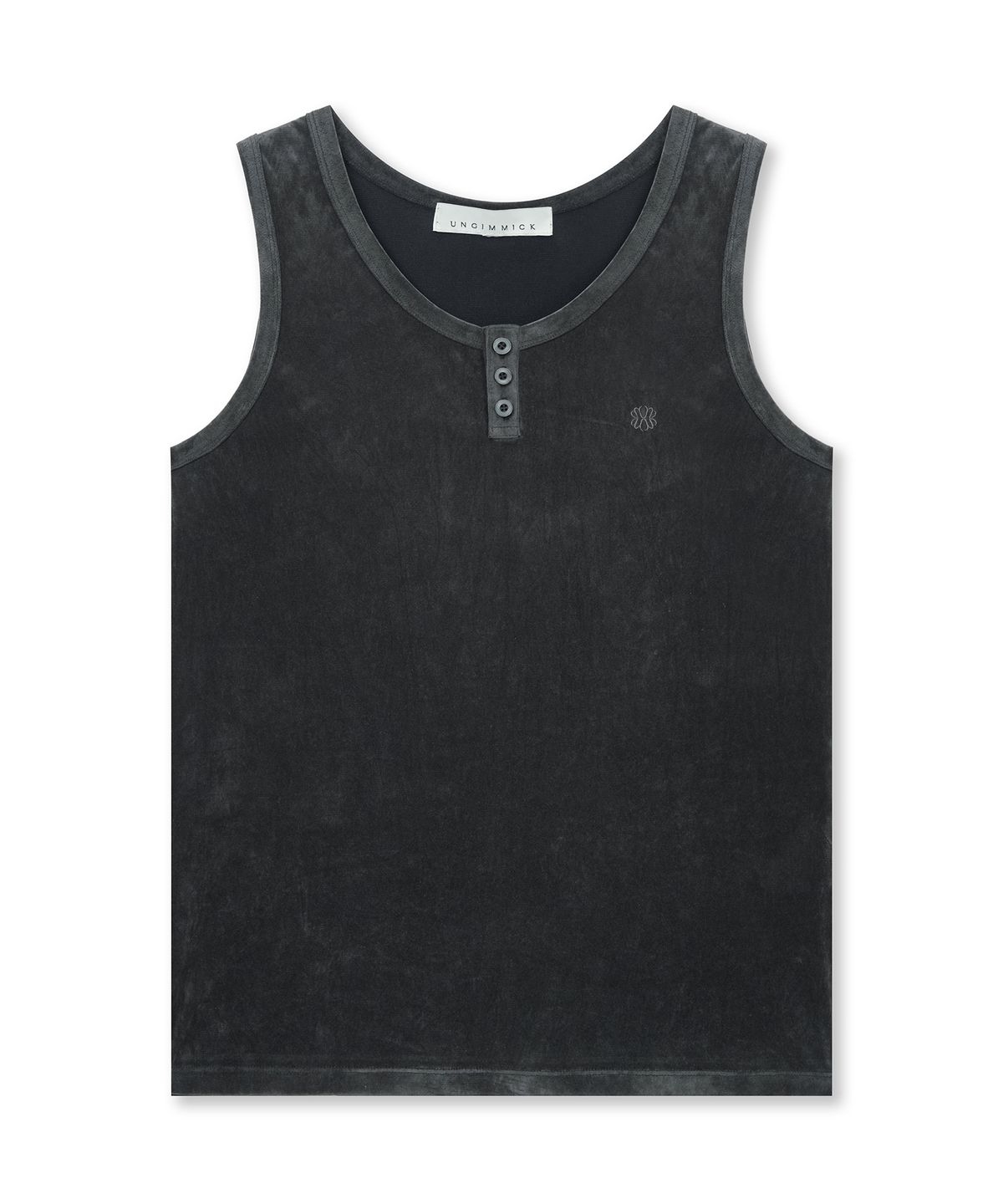 언지미크(UNGIMMICK) VELVET HENLEY TANK TOP (CHARCOAL)