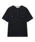 SHORT-SLEEVED WAFFLE HENLEY T-SHIRT (BLACK)