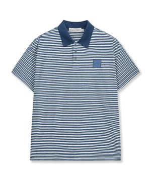 STRIPE TERRY POLO SHIRT (BLUE)