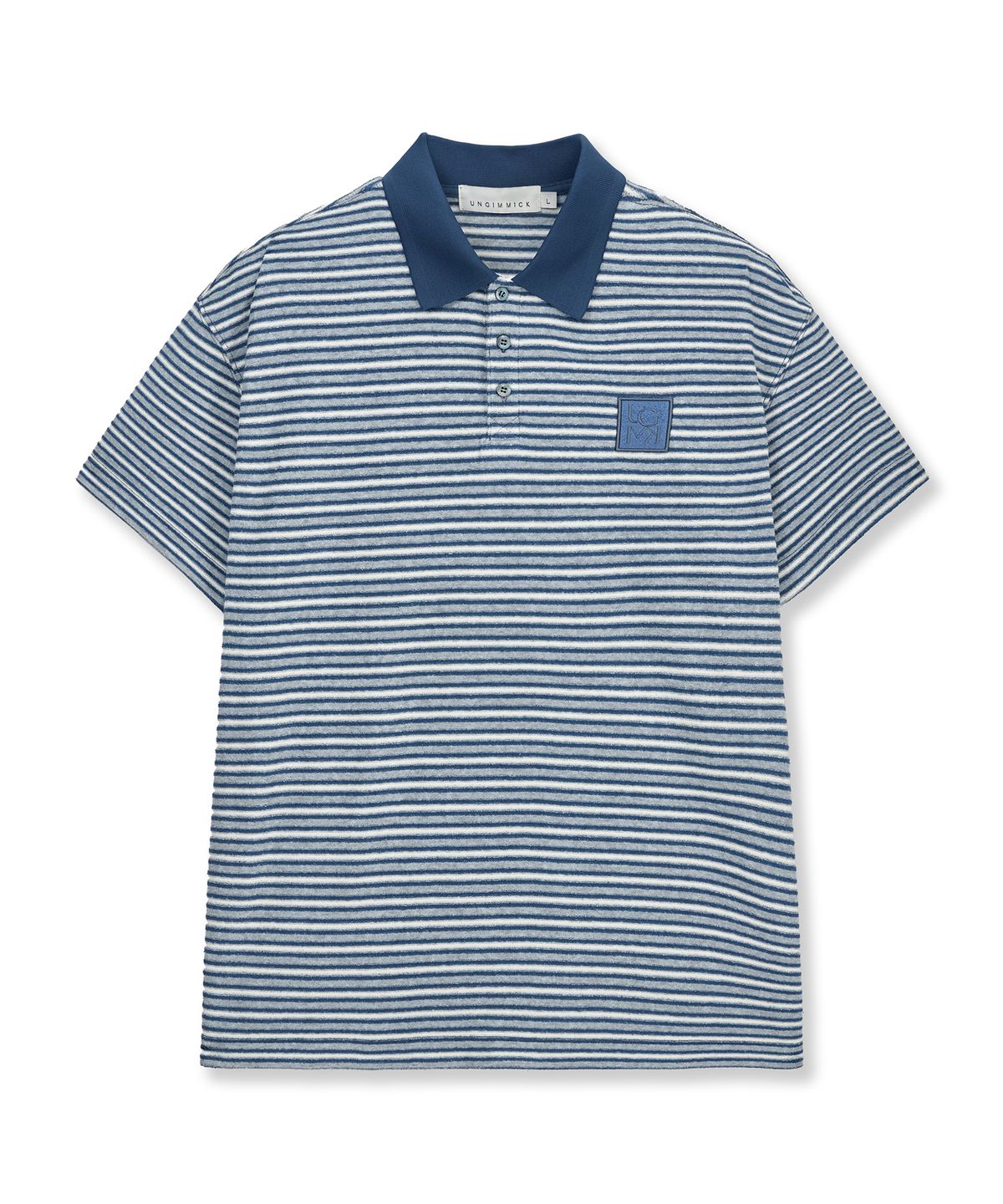 언지미크(UNGIMMICK) STRIPE TERRY POLO SHIRT (BLUE)