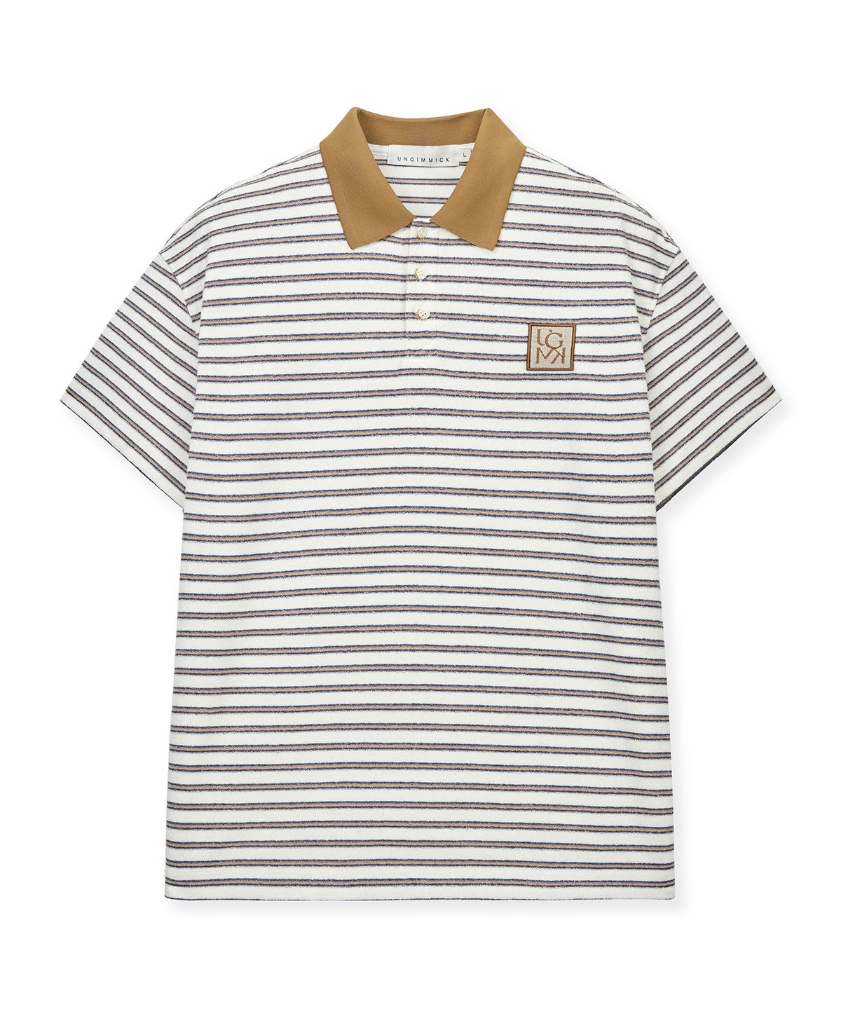 언지미크(UNGIMMICK) STRIPE TERRY POLO SHIRT (WHITE)