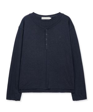 LAYERED HENLEY T-SHIRT (NAVY)