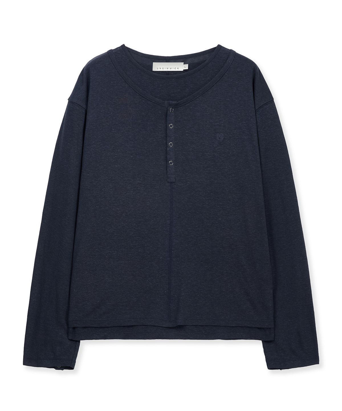 언지미크(UNGIMMICK) LAYERED HENLEY T-SHIRT (NAVY)